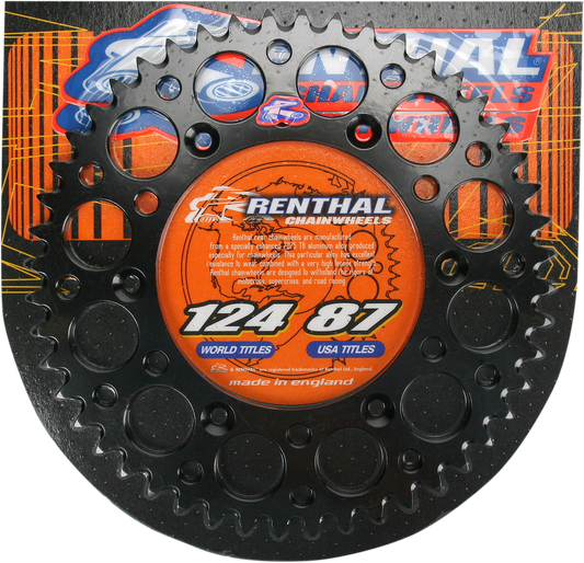Renthal 224U-520-48GPBK Rear Sprocket - 48 Tooth Aluminum Black for Motorcycle Performance