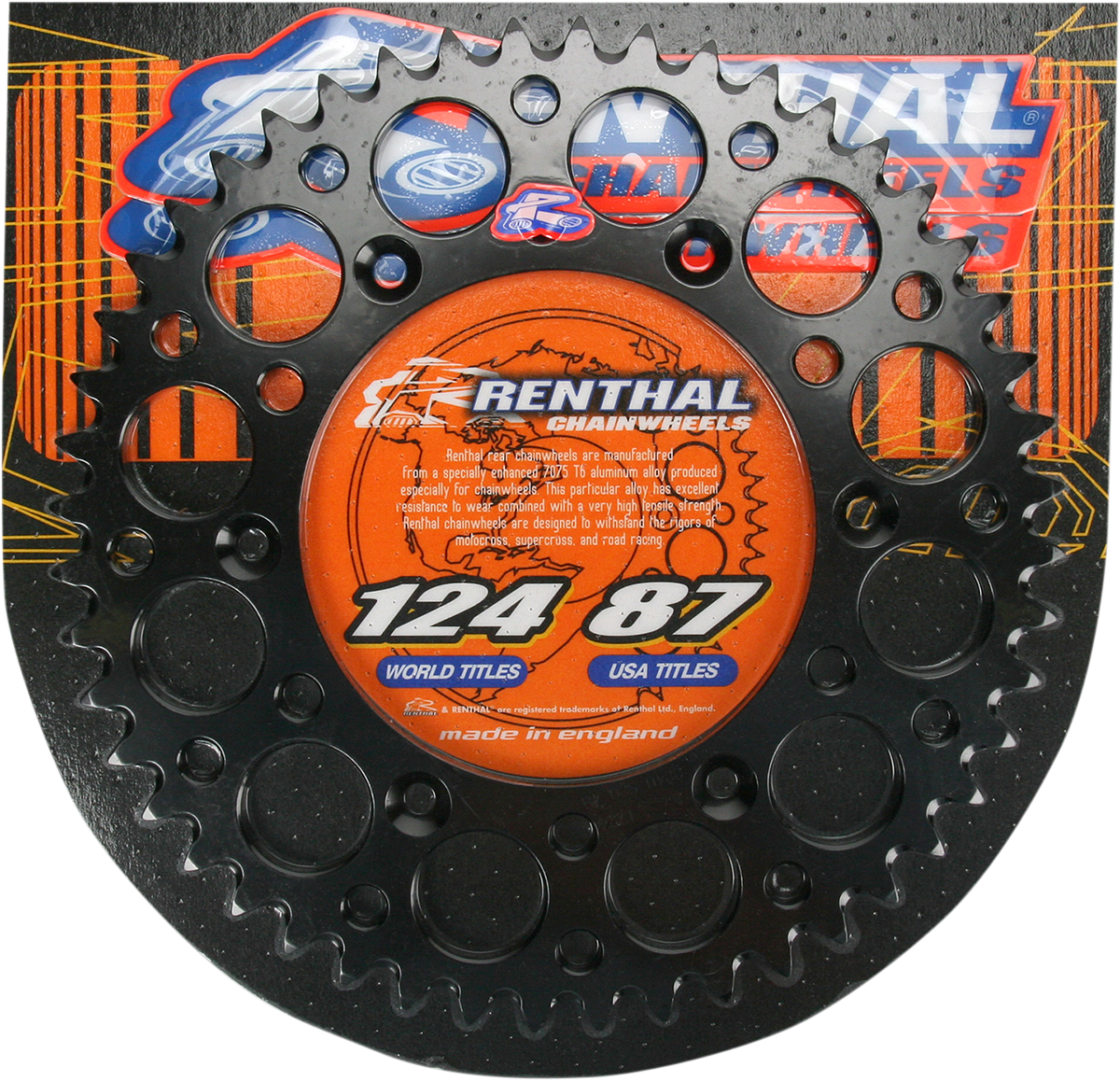 RENTHAL Rear Sprocket - Aluminum, 51 Tooth, Black, Part Number 224U-520-51GPBK