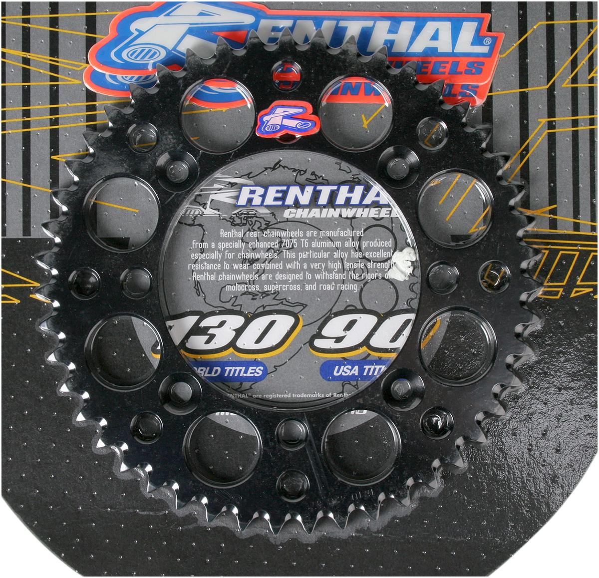 Renthal 121U-428-47GPBK Aluminum Rear Sprocket for Suzuki and Yamaha - 47 Tooth Black