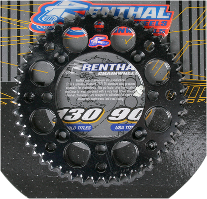 Renthal 121U-428-47GPBK Aluminum Rear Sprocket for Suzuki and Yamaha - 47 Tooth Black
