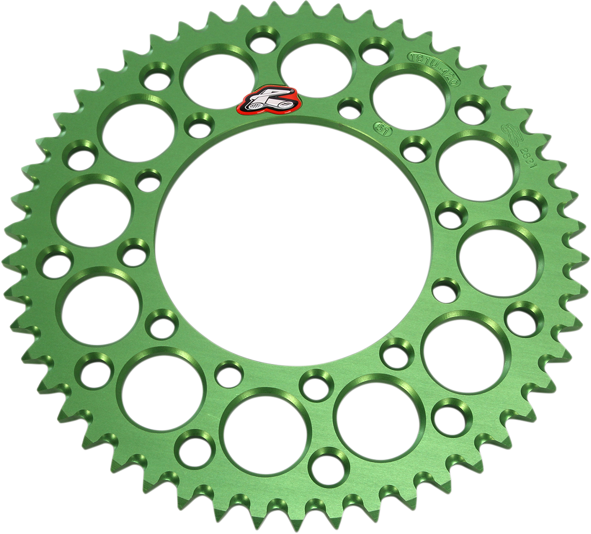 RENTHAL Kawasaki 191U-420-51GEGN Rear Sprocket - Aluminum, 51 Tooth, Green
