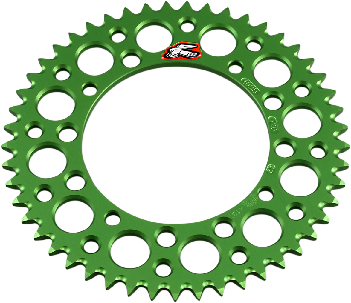 RENTHAL 408U-420-49GEGN Rear Aluminum Sprocket, 49 Tooth, Green for Kawasaki and Suzuki