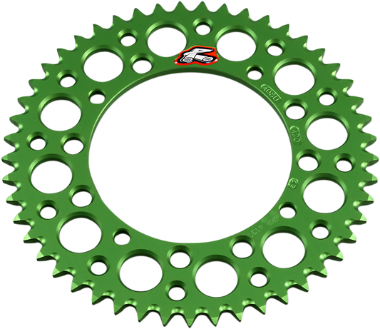 RENTHAL 408U-420-49GEGN Rear Aluminum Sprocket, 49 Tooth, Green for Kawasaki and Suzuki