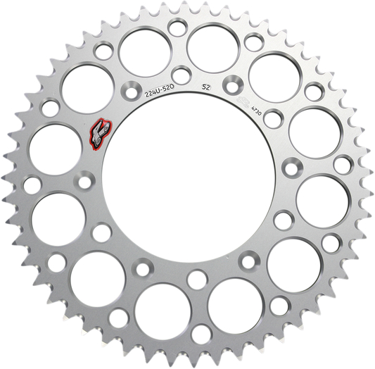 RENTHAL 224U-520-52GPSI Aluminum Rear Sprocket - 52 Tooth, Silver