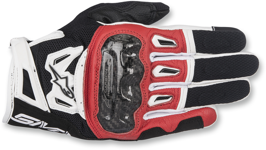 Alpinestars SMX-2 Air Carbon V2 Gloves - Black, Red & White, Extra Large (Part Number 3567717-132-XL)