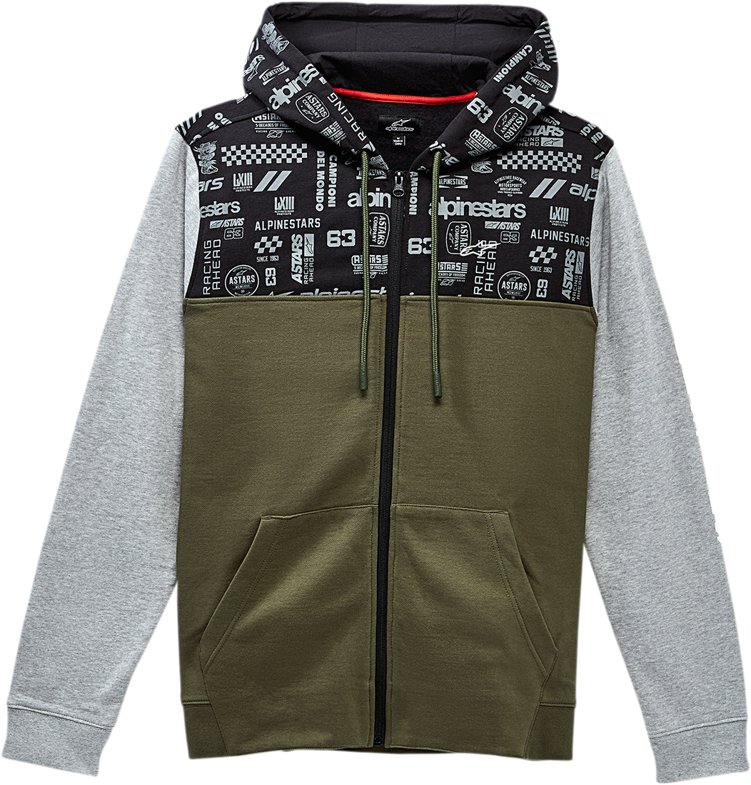 Alpinestars Perpetuity Hoodie Military Medium – Comfortable Cotton-Poly Blend with Color Blocking and Logo Details