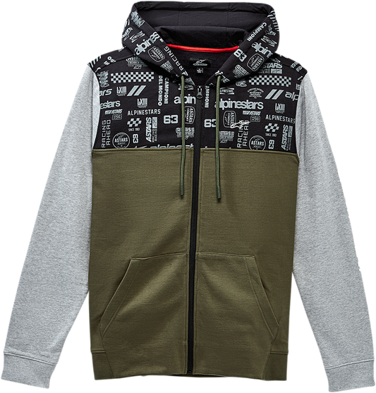 Alpinestars Perpetuity Hoodie Military Medium – Comfortable Cotton-Poly Blend with Color Blocking and Logo Details