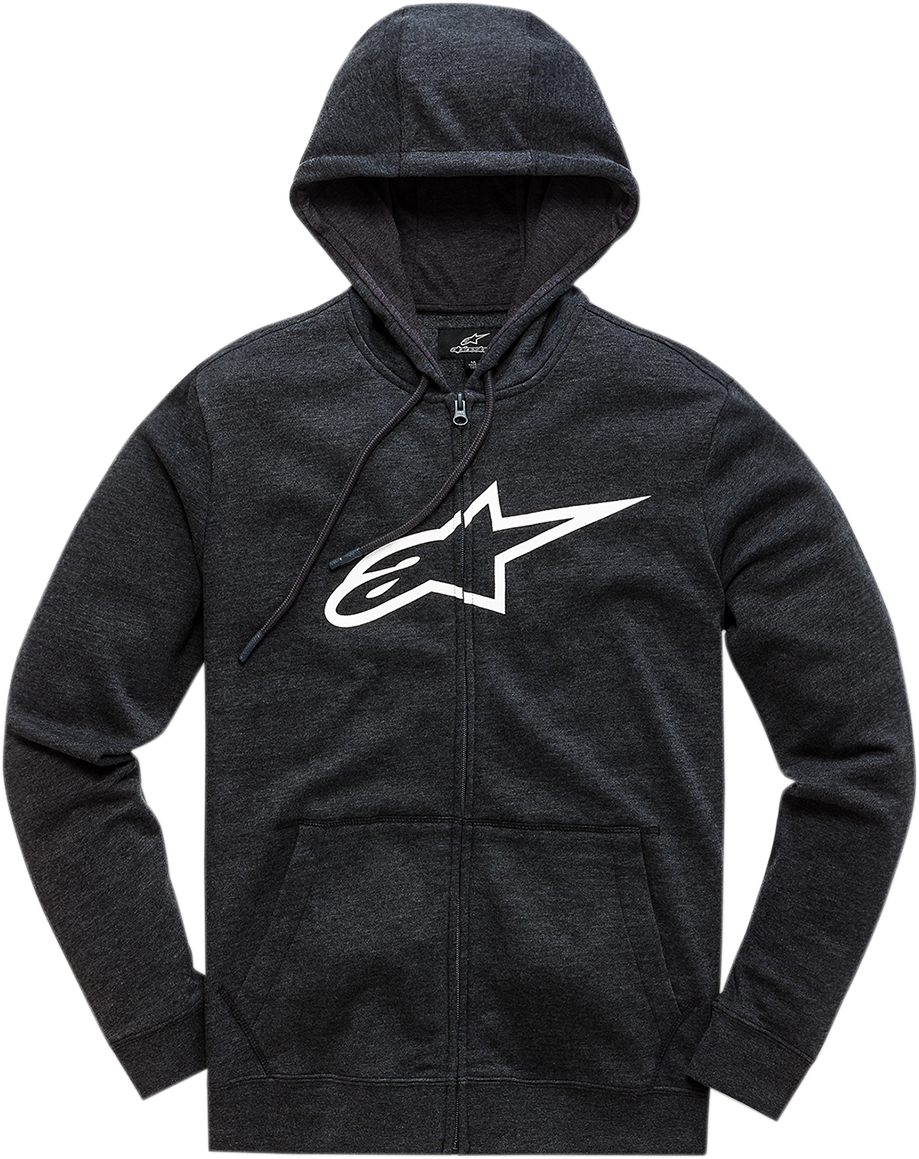 Alpinestars Ageless II Zip Hoodie 2XL Black/White - Comfortable Cotton-Poly Blend with Ribbed Cuffs and Hem