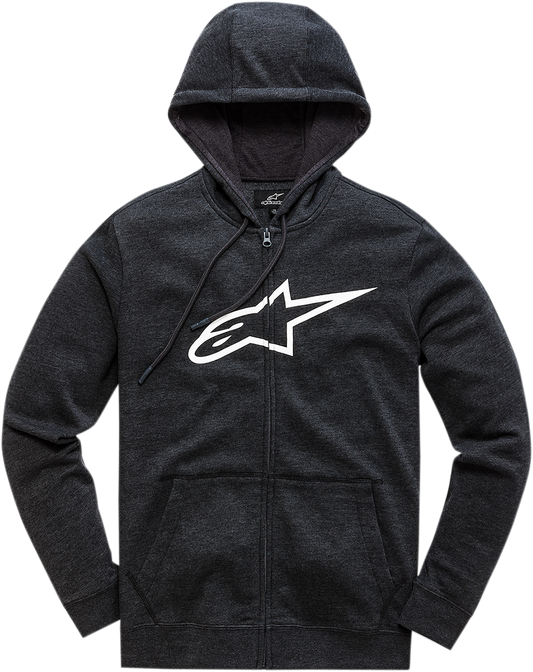 Alpinestars Ageless II Zip Hoodie 2XL Black/White - Comfortable Cotton-Poly Blend with Ribbed Cuffs and Hem