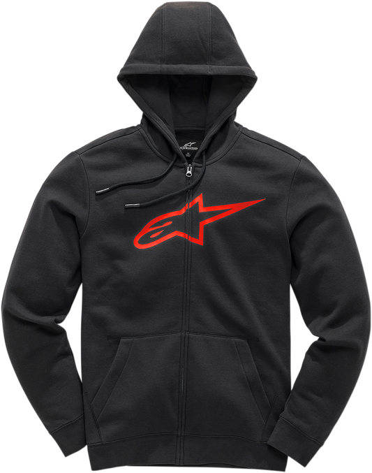 Alpinestars Ageless II Zip Hoodie 2XL Black/Red with Ribbed Cuffs and Drawcords