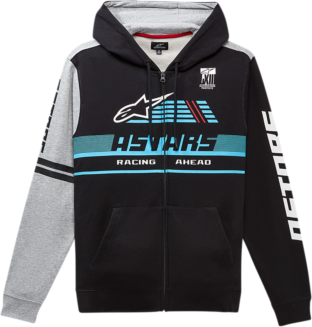 Alpinestars Overtake Hoodie Black XL 12305317510XL - Race-Inspired Design with Contrast Sleeves and Jersey Hood Lining