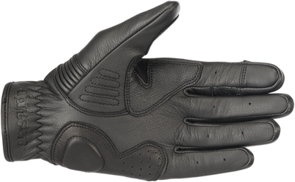 Alpinestars Crazy Eight Gloves - Black/Black, Small - Heritage-Inspired Leather Motorcycle Gloves