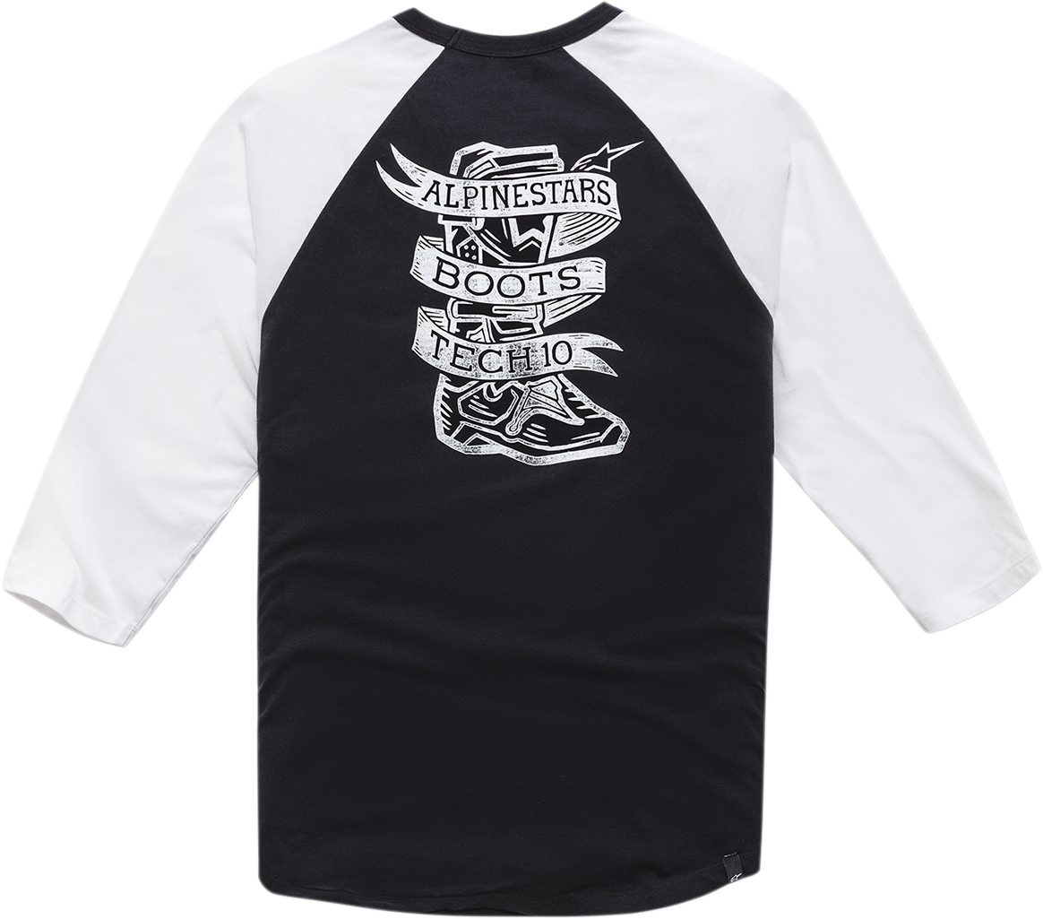 Alpinestars Booted Raglan T-Shirt - Black and White Large, Part 1210710041020L