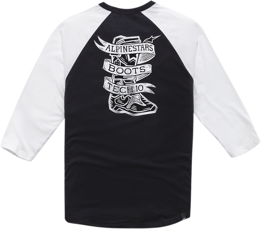 Alpinestars Booted Raglan T-Shirt - Black and White Large, Part 1210710041020L