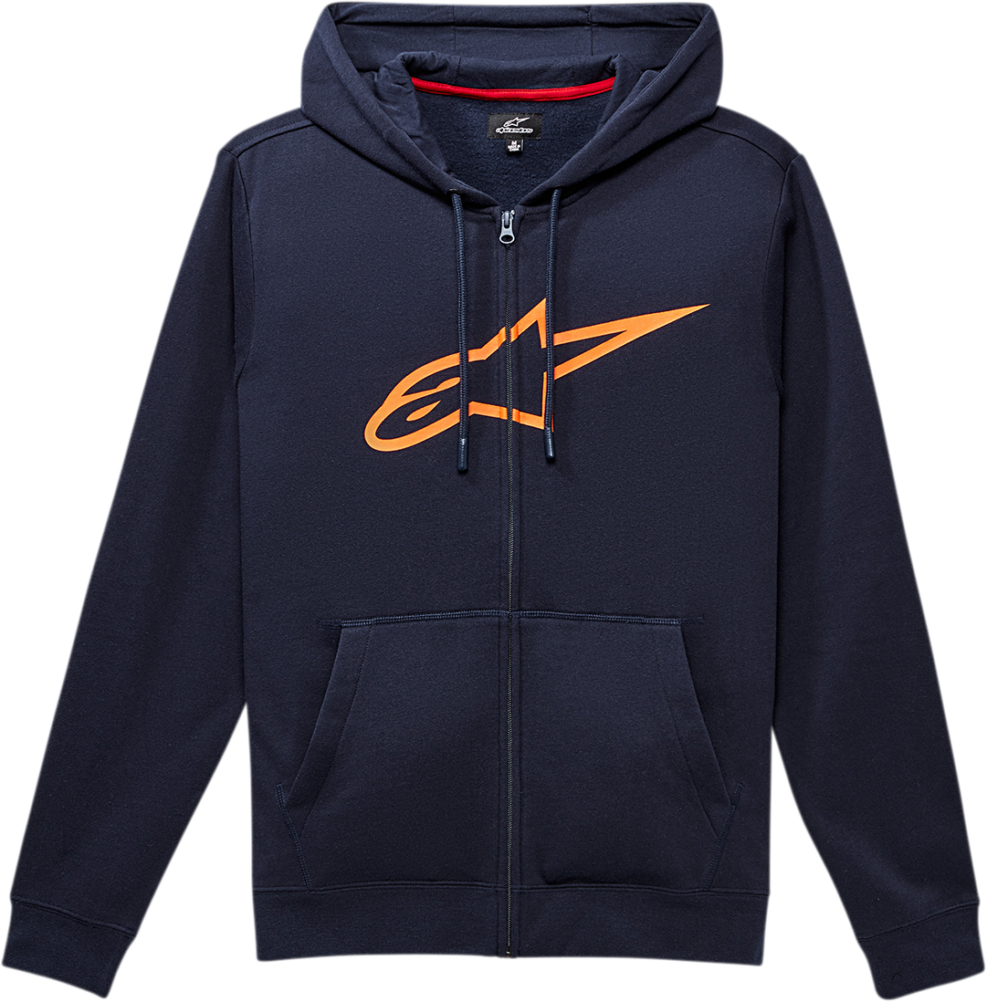 Alpinestars Ageless II Zip Hoodie - Navy/Orange, Large - Part Number 1038530527032L