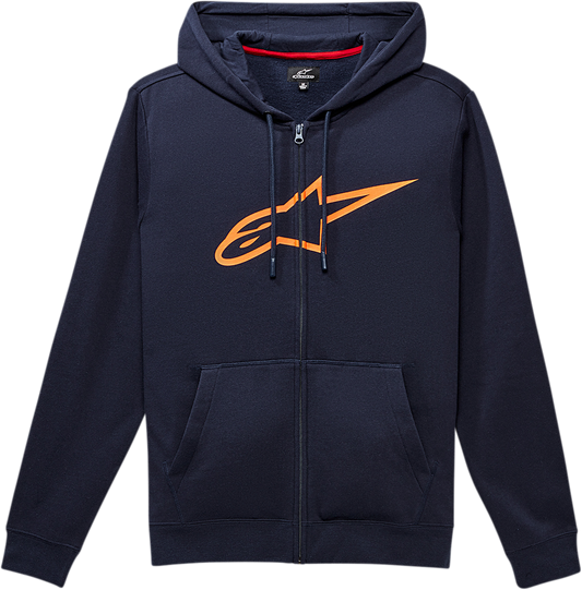 Alpinestars Ageless II Zip Hoodie - Navy/Orange, Large - Part Number 1038530527032L