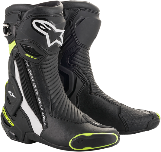 Alpinestars SMX Plus Motorcycle Boots - Black, White & Yellow Fluorescent, US 9.5 / EU 44 - Part 2221019-125-44