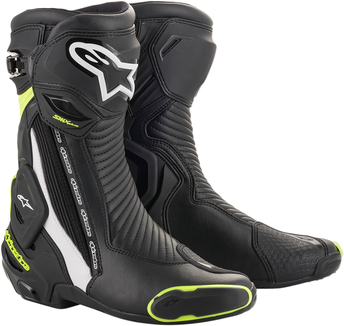 Alpinestars SMX Plus Motorcycle Boots - Black/White/Yellow Fluorescent, US 12 / EU 47, Part 2221019-125-47