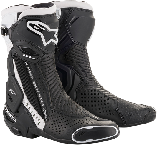 Alpinestars SMX Plus V2 Vented Motorcycle Boots - Black and White, US 11.5 / EU 46
