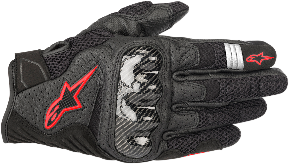 Alpinestars SMX-1 Air V2 Gloves - Black/Fluo Red, Small (Part #3570518-1030-S)