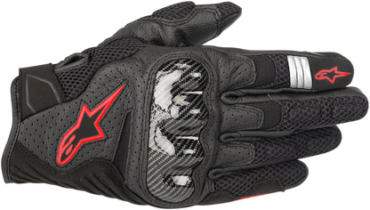 Alpinestars SMX-1 Air V2 Gloves - Black/Fluo Red, Small (Part #3570518-1030-S)