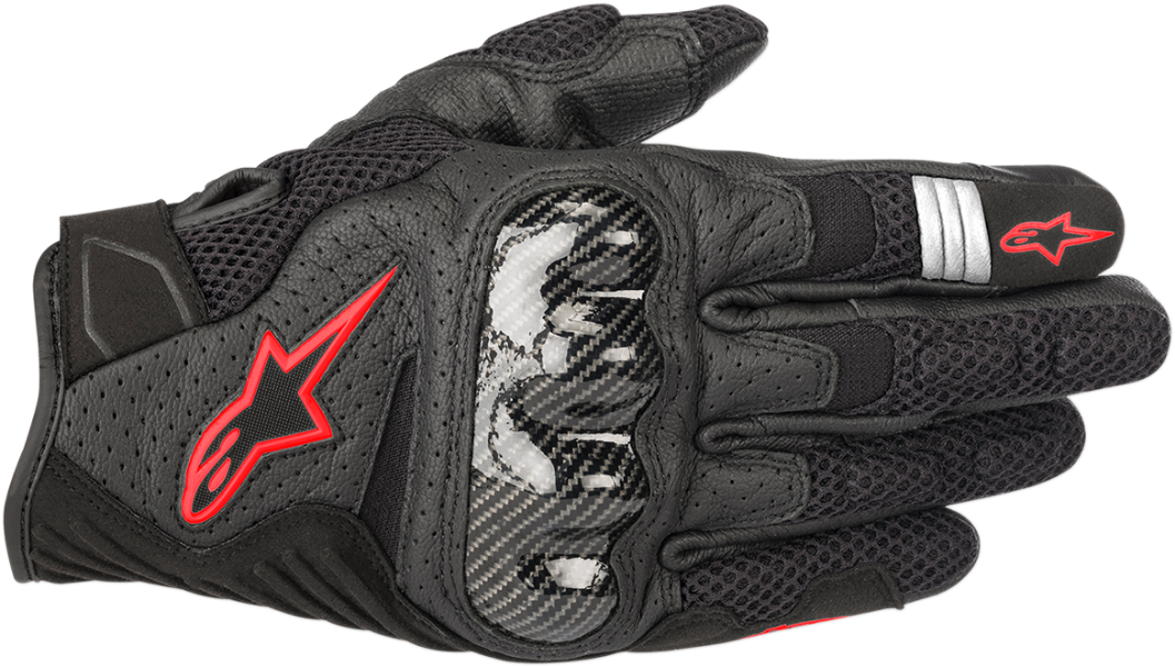 Alpinestars SMX-1 Air V2 Gloves - Large, Black/Fluo Red, Part Number 3570518-1030-L