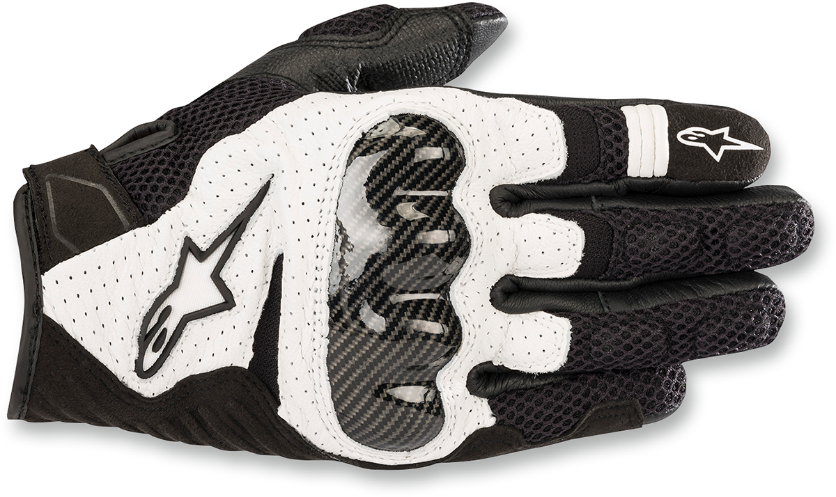 Alpinestars SMX-1 Air V2 Gloves - Black and White, Large (Part Number 3570518-12-L)