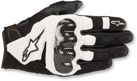 Alpinestars SMX-1 Air V2 Gloves Black/White XL - Enhanced Motorcycle Hand Protection