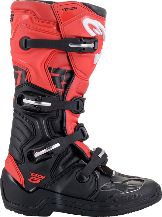 Alpinestars Tech 5 Off-Road Motorcycle Boots – Black/Red, US 13 / EU 48, Part Number 2015015-13-13