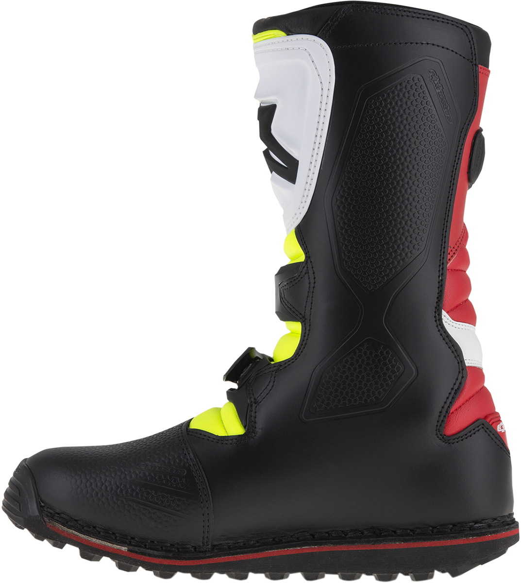 Alpinestars Tech-T Boots - White/Red/Yellow Fluorescent/Black US 8 / EU 42 - Durable Motorcycle Footwear