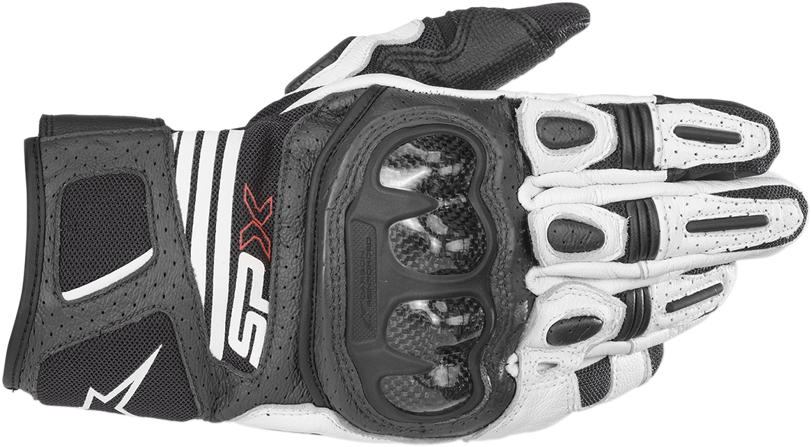 Alpinestars SPX AC V2 Gloves - Black/White, 2XL | Performance Vented Motorcycle Gloves