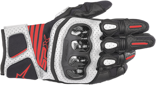 Alpinestars SPX AC V2 Summer Motorcycle Gloves - Large, Black/White/Fluo Red
