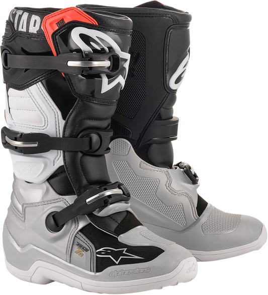 Alpinestars Youth Tech 7S Motorcycle Boots - Black, Silver, White, Gold | US 7 / EU 40.5