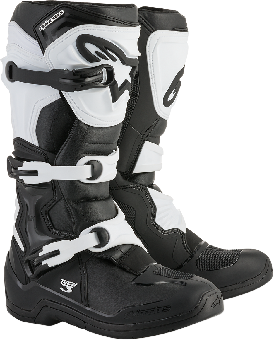 Alpinestars Tech 3 Boots - Black/White US 15 / EU 51 | Durable Off-Road Motorcycle Gear