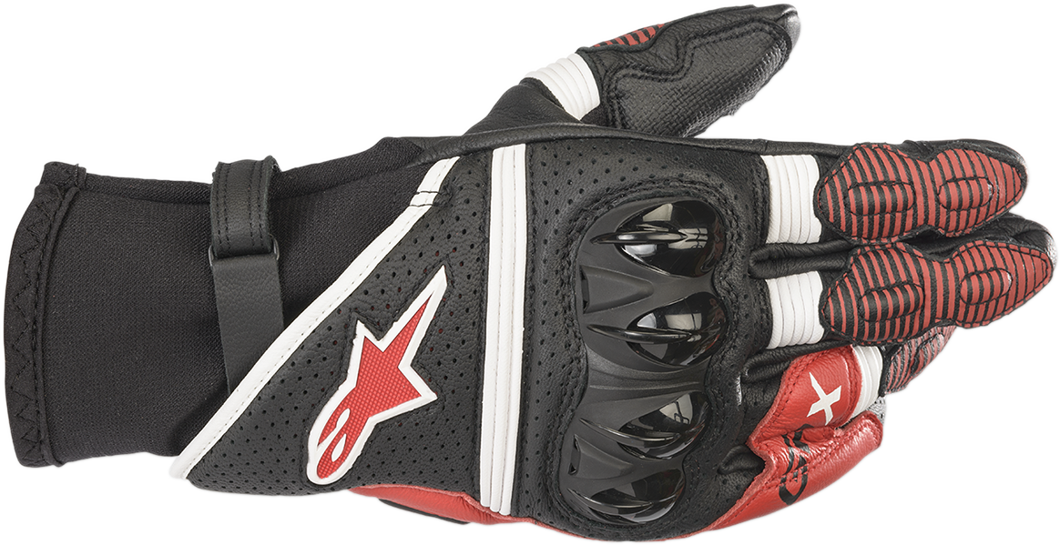 Alpinestars GPX V2 Gloves - Black/White/Bright Red, XL | Sport Summer Motorcycle Gloves with Impact Resistance and Enhanced Comfort