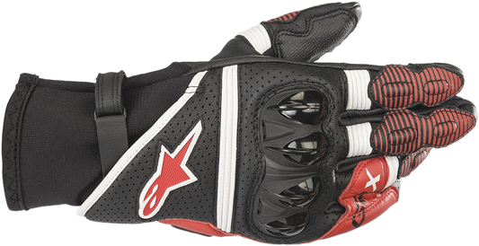 Alpinestars GPX V2 Gloves - Black/White/Bright Red, XL | Sport Summer Motorcycle Gloves with Impact Resistance and Enhanced Comfort