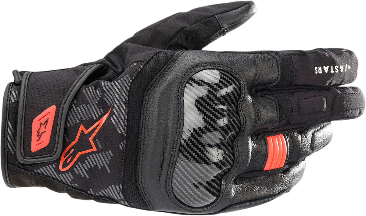 Alpinestars SMX Z Drystar® Gloves - Black/Fluo Red, XL - Durable Full-Grain Goat Leather with Waterproof Technology