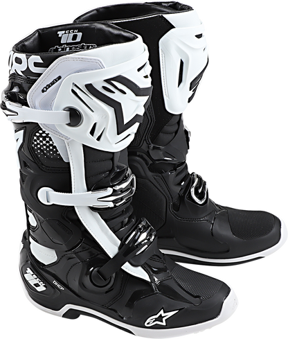Alpinestars Tech 10 Boots - Black and White, US Size 9 / EU 43 - Part 2010020-12-9