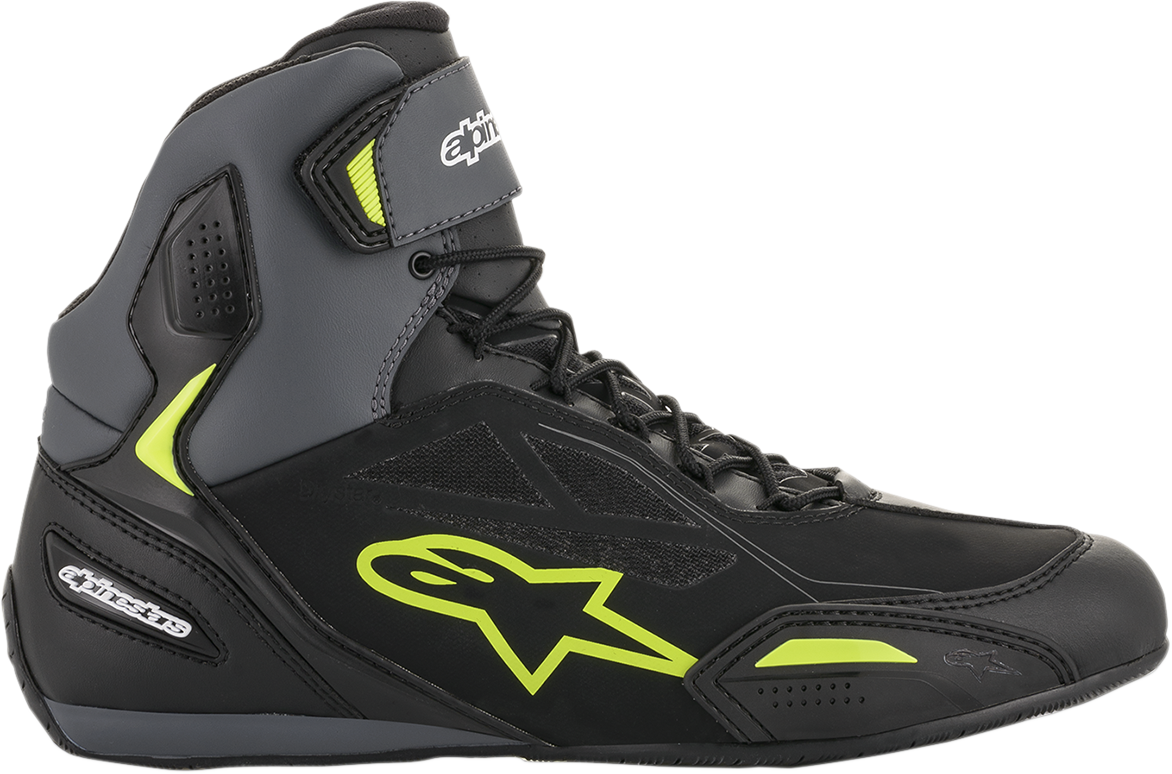 Alpinestars Faster-3 Drystar® Motorcycle Shoes - Black, Gray & Yellow, US 6.5