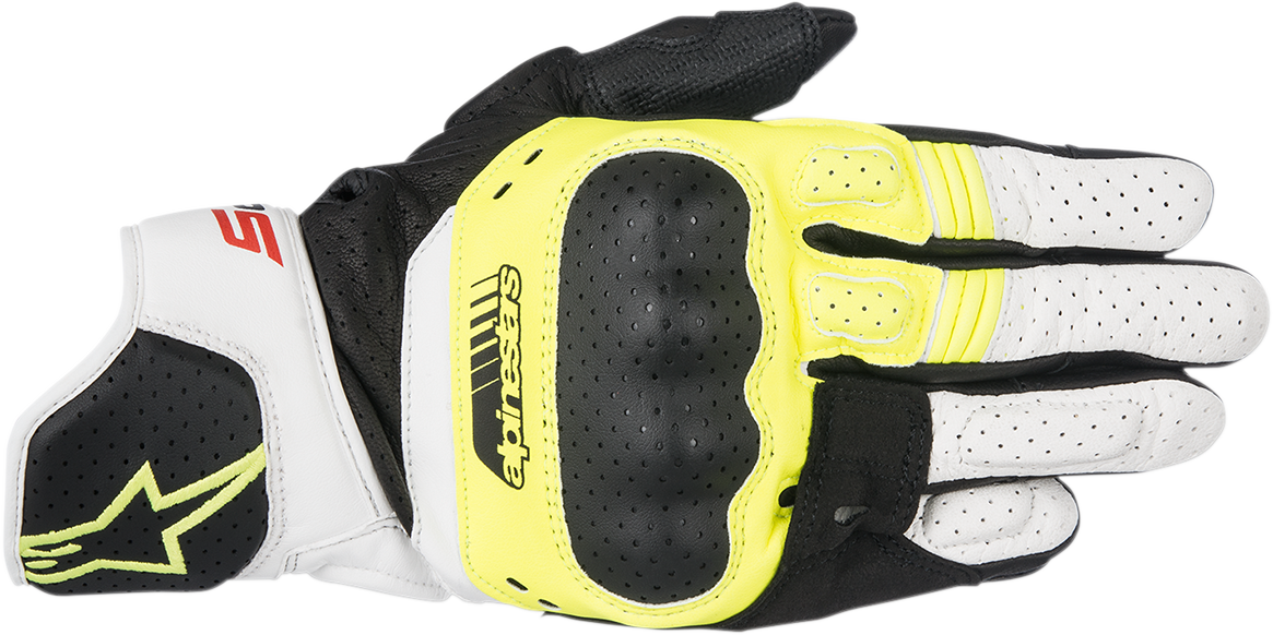 Alpinestars SP-5 Gloves Black/Fluo Yellow/White 3XL - Durable Racing Gloves with Advanced Impact Protection