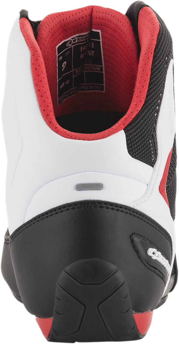 Alpinestars Faster-3 Rideknit® Road Racing Shoes - Black, White & Red, US Size 10 / EU 43 - Part Number 2510319123-10