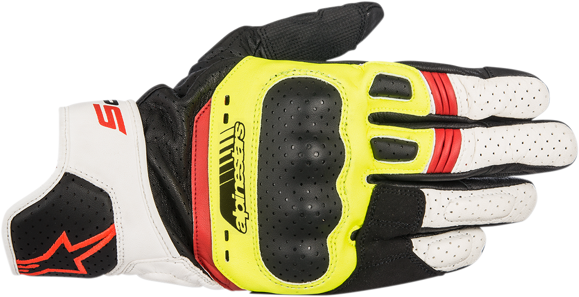 Alpinestars SP-5 Motorcycle Gloves - Black, Fluo Yellow, White, Fluo Red - 3XL (Part Number 3558517-1503-3X)