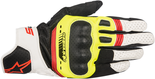 Alpinestars SP-5 Motorcycle Gloves - Black, Fluo Yellow, White, Fluo Red - 3XL (Part Number 3558517-1503-3X)