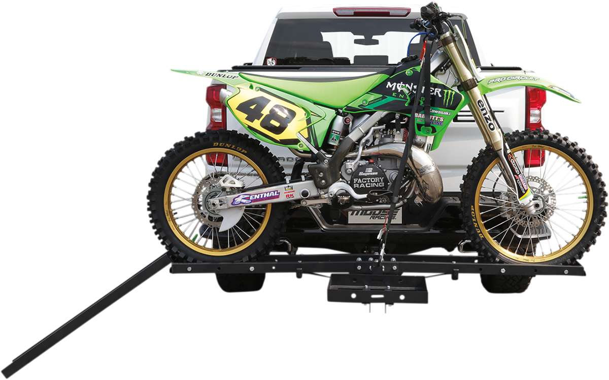 MOOSE OFFROAD Motorcycle Carrier 10103003 – 2-Inch Receiver Hitch Mount with Adjustable Wheel Fit, Rated Up to 500 lbs