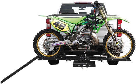MOOSE OFFROAD Motorcycle Carrier 10103003 – 2-Inch Receiver Hitch Mount with Adjustable Wheel Fit, Rated Up to 500 lbs
