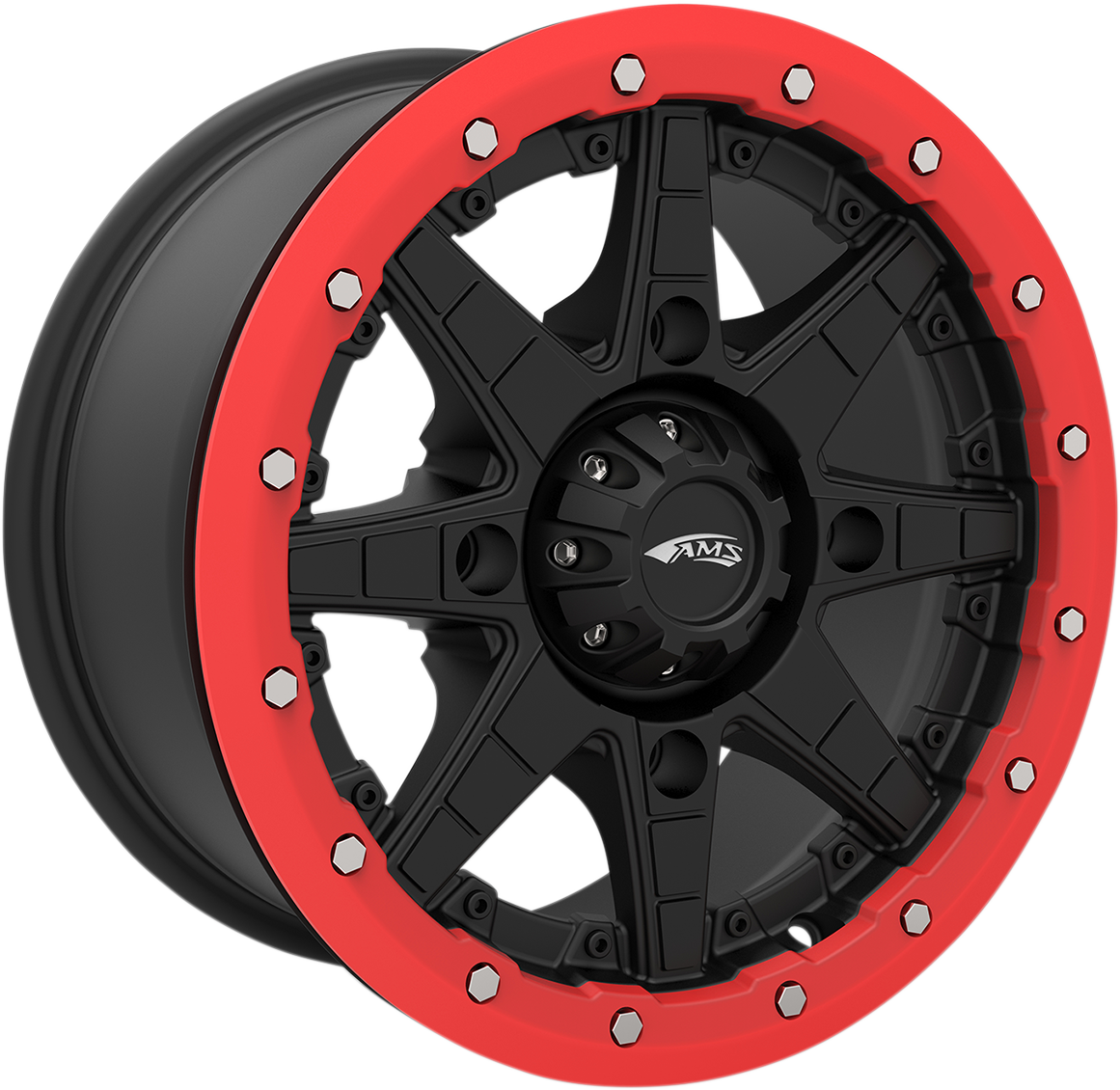 AMS Beadlock Ring Replacement for Roll'n 106 Wheels - 14 Inch, Red, Part Number 14B04