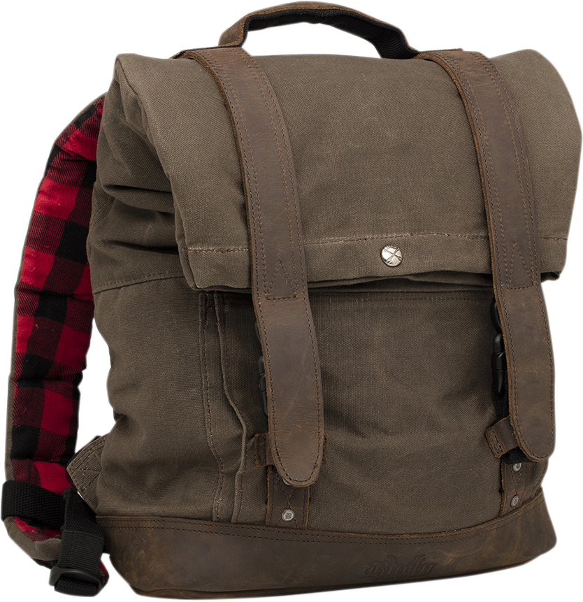 Burly Brand B15-1020D Dark Oak Roll Top Backpack with Leather Paneling and Padded Interior