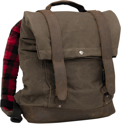 Burly Brand B15-1020D Dark Oak Roll Top Backpack with Leather Paneling and Padded Interior