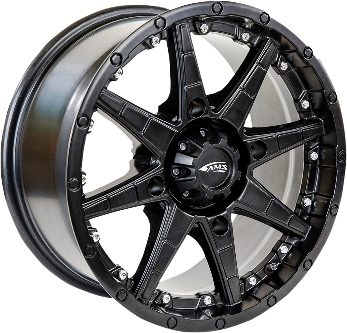 AMS Roll'n 105 15x7 Black Wheel with 5+2 Offset – Front/Rear, Part Number 5707-046AS