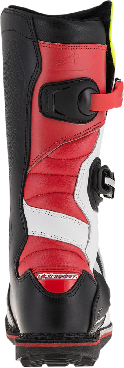 Alpinestars Tech-T Boots - White/Red/Yellow Fluorescent/Black US 8 / EU 42 - Durable Motorcycle Footwear